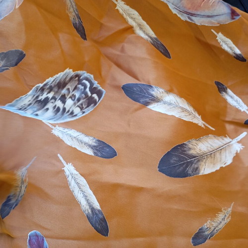 Satin blouse with print like new, beige and brown, size M