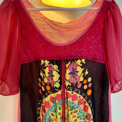 Custo Barcelona dress used, fuchsia, silk-cotton blend