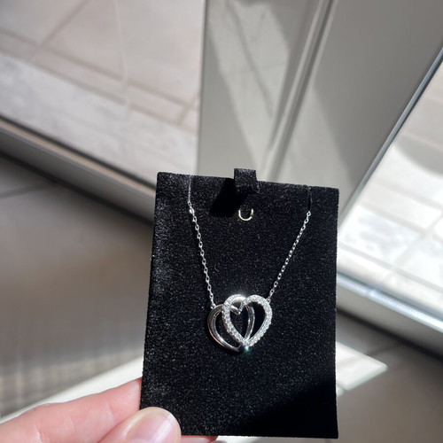 Swarovski Heart Necklace with Crystals, silver