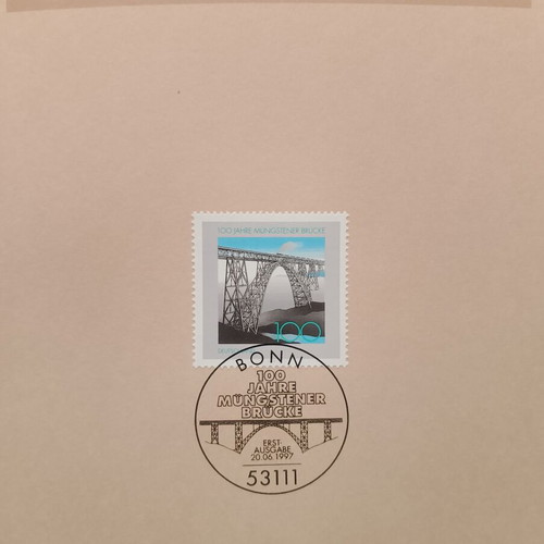 1997 German stamp with Bonn first day cover, mint block of four