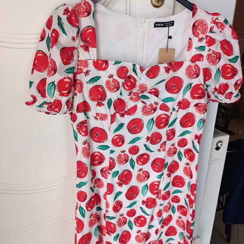 Shein dress new with tag, size L, white and red