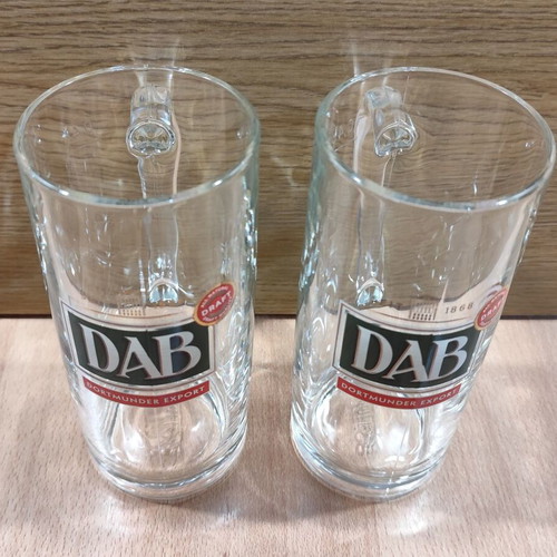 DAB Dortmunder Beer Set of Two Promotional Glass Mugs 0.4l Like New