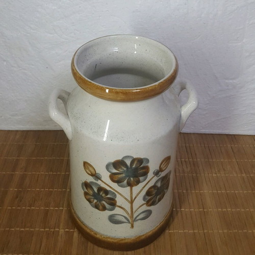 Portuguese ceramic vase like new, vintage, beige with handles