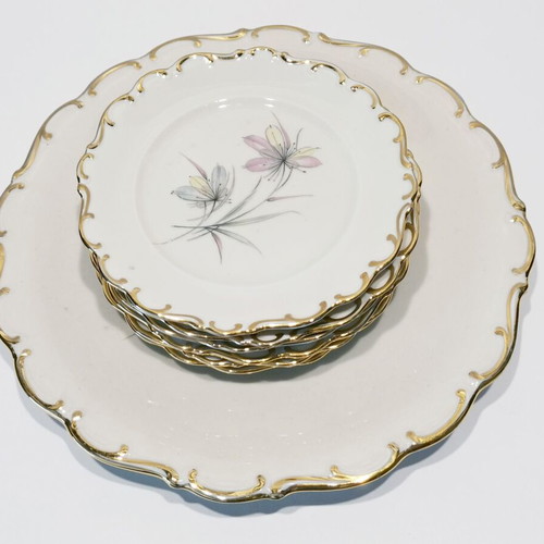 Vintage pasta set used, porcelain, 7 pieces Hutschenreuther Hohenberg Germany