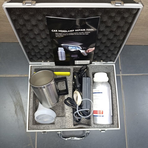 Headlight restoration kit new, 12V and 220V with carrying case and special liquid