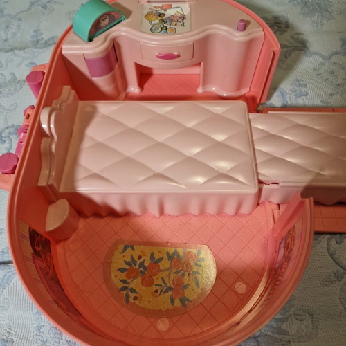 Barbie dollhouse playset with bed, lamp, TV