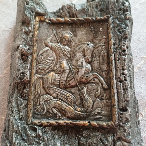 Holy icon of Saint George handmade with fresco technique like new