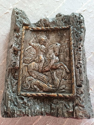 Holy icon of Saint George handmade with fresco technique like new
