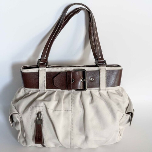 Moschino handbag like new, beige and brown fabric with leather