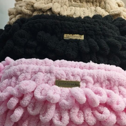 Handmade knitted puffy bag pink new handbag