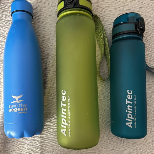 Water Bottles 1lt & 0.5lt and Thermos 0.5lt used for Hot and Cold Drinks