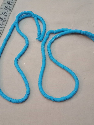 Rubber disc cords turquoise, new, set of 2