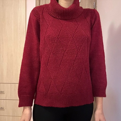 Turtleneck sweater used, red, size M