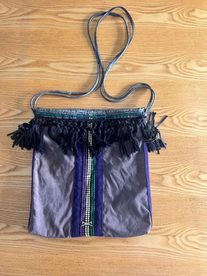 Vintage Boho shoulder bag with fringes used, for project
