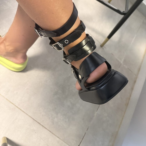 Jeffrey Campbell leather platform sandals new, black