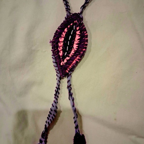 Handmade felt necklace new, pink and purple