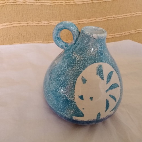 Ceramic decorative jug used, handmade Cycladic style