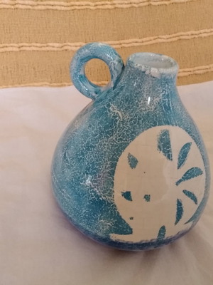 Ceramic decorative jug used, handmade Cycladic style