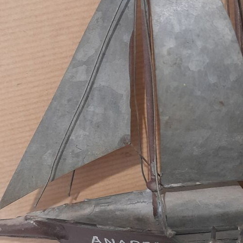 Metal Handmade Ship used, height 20cm length 23cm
