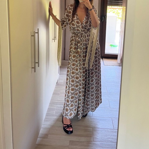 Mya maxi kimono S-M like new, colorful with fringes