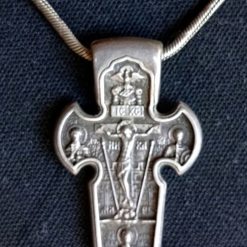 Silver cross with Italian silver chain 925, used