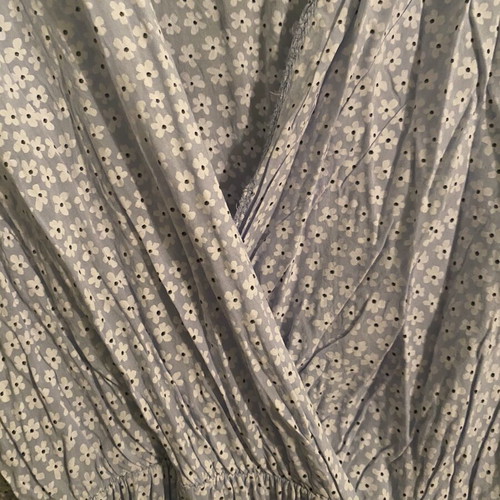 Floral maxi dress like new, asymmetrical hem, turquoise and white