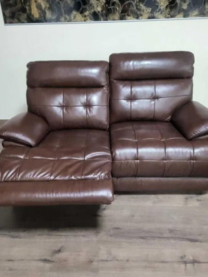 Brown leather La-z-boy sofa set new, two double sofas