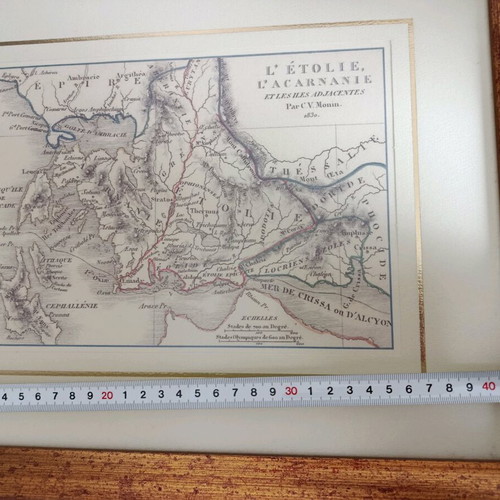 Decorative frame set with old Agrinio photo and historical Aetolia-Acarnania map like new