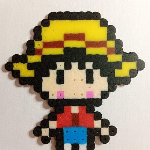 One Piece Monkey D. Luffy Pixel Art Handmade fuse beads