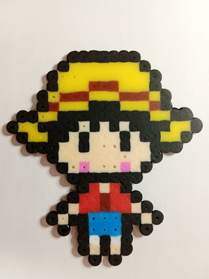 One Piece Monkey D. Luffy Pixel Art Handmade fuse beads