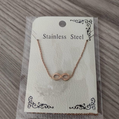 Infinity stainless steel necklace new pink gold