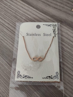 Infinity stainless steel necklace new pink gold