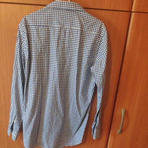 Men's shirt like new, size L, white and blue