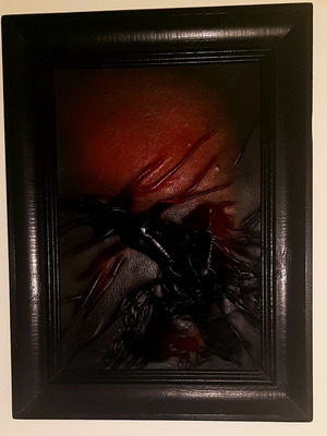 Anaglyphic painting Anemos like new, genuine leather with wooden frame