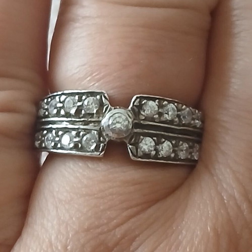 Ring with zirconia, 925 silver, 17.5 mm, like new