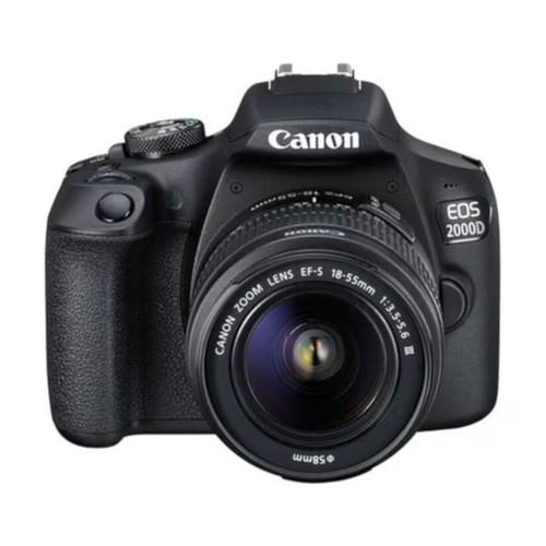 Canon EOS 2000D with 18-55mm lens, battery, charger, and gift bag like new