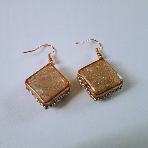 Handmade gold-colored earrings new with steel hooks