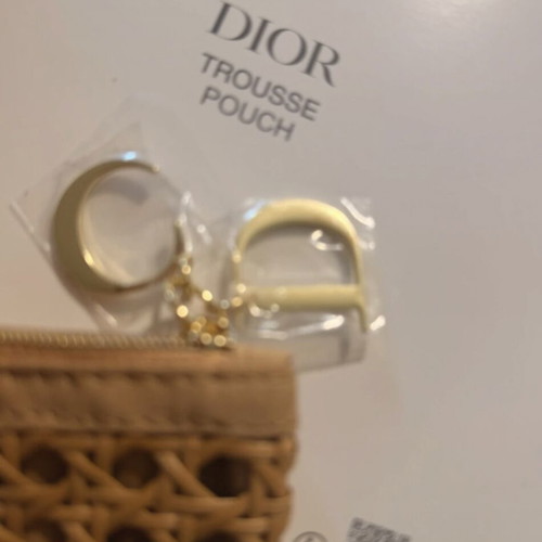 Christian Dior Beauty Trousse Pouch limited edition beige with metallic logo, new