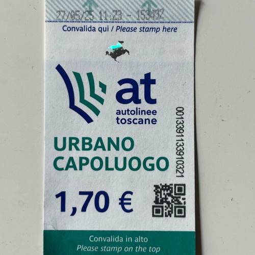 Autolinee Toscane Urbano Capoluogo Bus Tram Ticket used 2025 Italy Tuscany