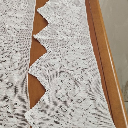 Vintage handmade wide crochet lace set of 2 with grapevine design, like new