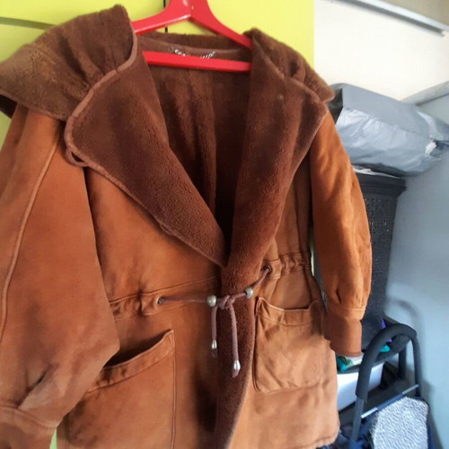 Leader men's jacket used, brown castor with fur lining, size XL