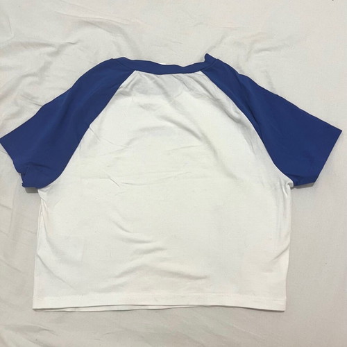 H&M Crop Top Short Sleeve New White Blue S-M