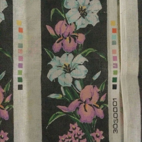 Vintage embroidery canvas with flowers, new