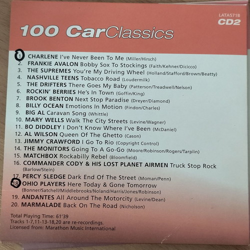 100 Car classics box set with 5 CDs used, foreign songs