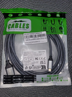 Micro HDMI to HDMI Cable 3 Meters 4K Braided New