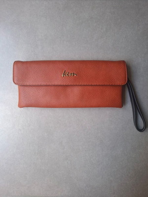 KEM wristlet clutch like new, burgundy embossed faux leather