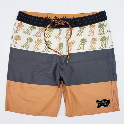 Captain Fin men's swim shorts, size S, brown and orange