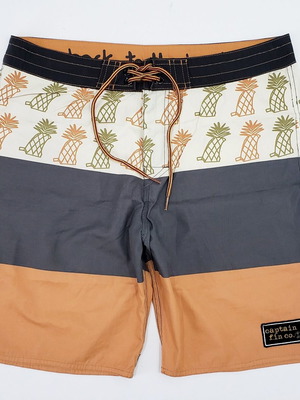 Captain Fin men's swim shorts, size S, brown and orange