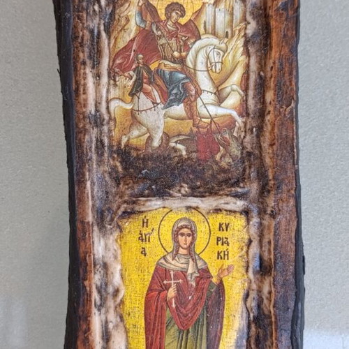 Wooden cross decorated with icons