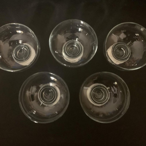 Set of 5 crystal ice cream bowls used, excellent condition